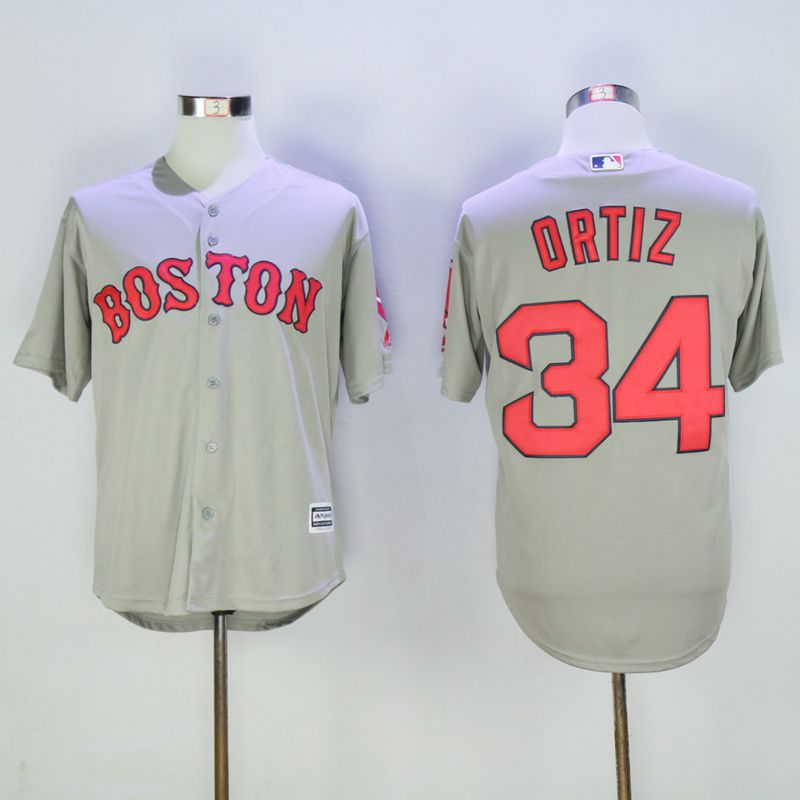Men Boston Red Sox 34 Ortiz Grey Game MLB Jerseys